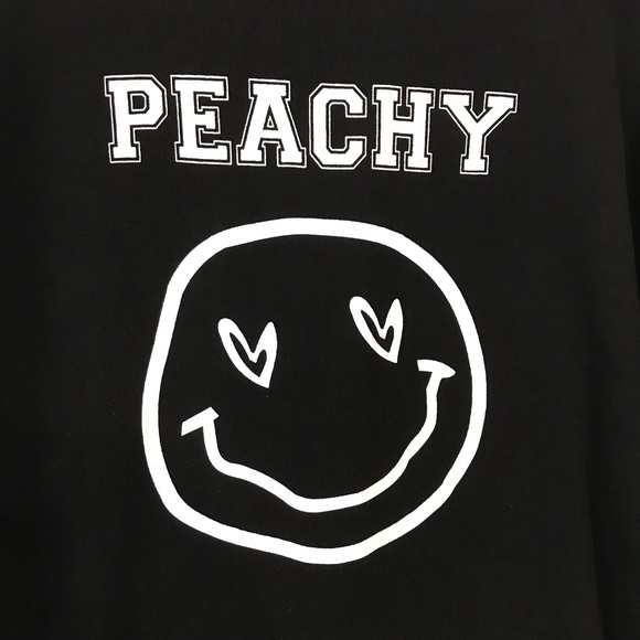 Forever 21 Black Peachy Sweater Smilie Face - Picture 2 of 4